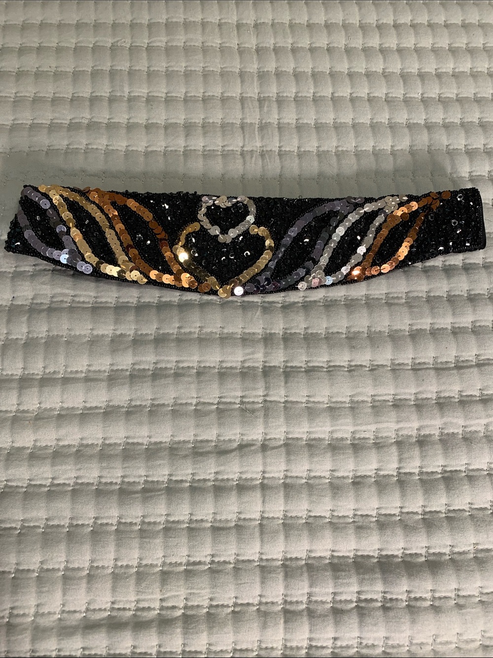 Milor Vintage sequins & Beads Wide Belt Like NEW Copper Silver Gold Size S-M